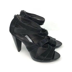 Calvin Klein Deliah Black Leather Pony Sandals 10